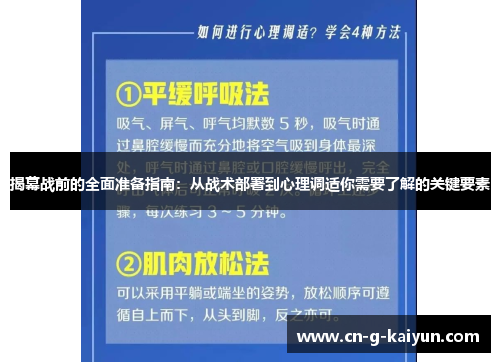 揭幕战前的全面准备指南：从战术部署到心理调适你需要了解的关键要素